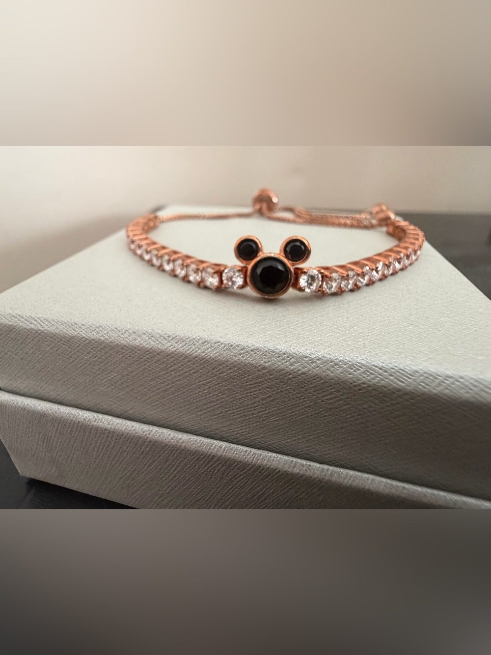 Diamonique Mickey Mouse Tennis Bracelet - Rose Gold over Sterling Silver - NWOT